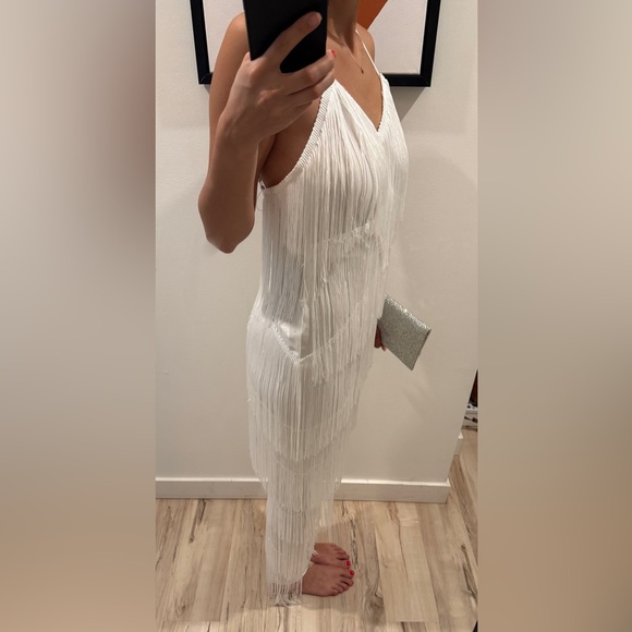 PrettyLittleThing White Fringe Jumpsuit - Picture 5 of 7